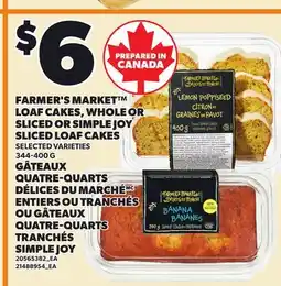 Independent Grocer FARMER'S MARKET LOAF CAKES, WHOLE OR SLICED OR SIMPLE JOY SLICED LOAF CAKES offer