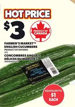 Independent Grocer FARMER'S MARKET ENGLISH CUCUMBERS, 3'S offer
