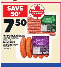 Independent Grocer PC PORK SAUSAGE, 375/500 G offer