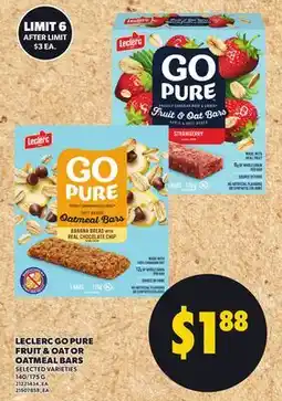 Independent Grocer LECLERC GO PURE FRUIT & OAT OR OATMEAL BARS, 140/175 G offer