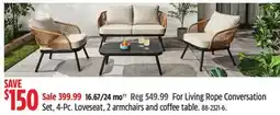 Canadian Tire For Living Rope Conversation Set, 4-Pc. Loveseat, 2 armchairs and coffee table offer