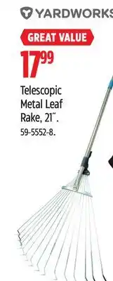 Canadian Tire Telescopic Metal Leaf Rake, 21˝ offer