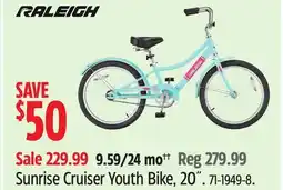 Canadian Tire Raleigh Sunrise Cruiser Youth Bike offer