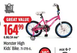 Canadian Tire Monster High Kids' Bike offer