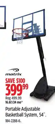 Canadian Tire MATRIX Portable Adjustable Basketball System offer