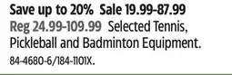 Canadian Tire Matrix Selected Tennis, Pickleball and Badminton Equipment offer