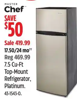 Canadian Tire Master Chef Top-Mount Refrigerator, Platinum offer