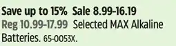 Canadian Tire Energizer Selected MAX Alkaline Batteries offer