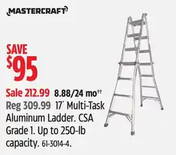 Canadian Tire 17´ Multi-Task Aluminum Ladder. CSA Grade 1. Up to 250-lb capacity offer
