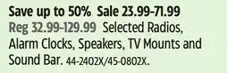 Canadian Tire RCA Alarm Clocks, Speakers, TV Mounts and Sound Bar offer
