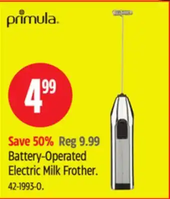 Canadian Tire Battery-Operated Electric Milk Frother offer