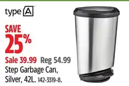 Canadian Tire Type A Step Garbage Can, Silver offer