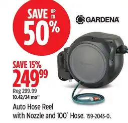 Canadian Tire Gardena Auto Hose Reel with Nozzle and 100' Hose offer