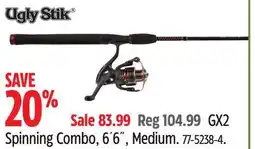 Canadian Tire Ugly Stik GX2 Spinning Combo, 6´6˝, Medium offer
