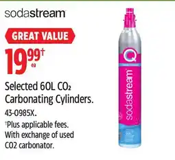 Canadian Tire SodaStream Selected 60L CO2 Carbonating Cylinders offer