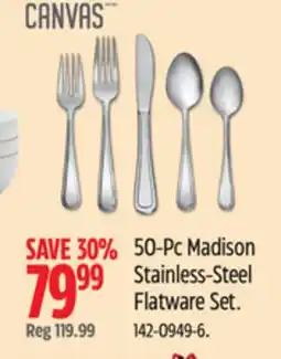 Canadian Tire CANVAS 50-Pc Madison Stainless-Steel Flatware Set offer
