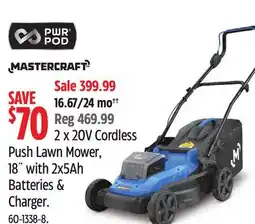 Canadian Tire Push Lawn Mower, 18 with 2x5Ah Batteries & Charger offer