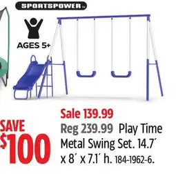 Canadian Tire Sportspower Play Time Metal Swing Set. 14.7´ x 8´ x 7.1´ h offer