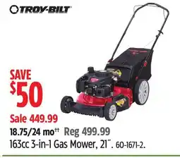 Canadian Tire Troy-Bilt 163cc 3-in-1 Gas Mower offer
