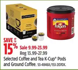 Canadian Tire Keurig Selected Coffee and Tea K-Cup Pods and Ground Coffee offer