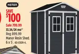 Canadian Tire Manor Resin Shed. 6 x 5´. Keter offer