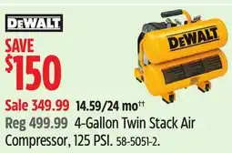 Canadian Tire 4-Gallon Twin Stack Air Compressor, 125 PSI offer