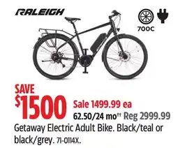 Canadian Tire Getaway Electric Adult Bike. Black/teal or black/grey offer