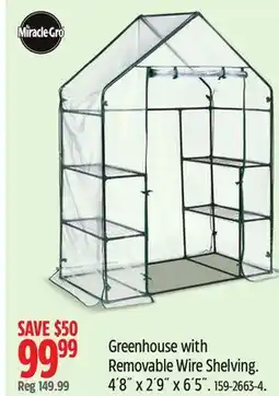 Canadian Tire Miraclegro Greenhouse with Removable Wire Shelving. 4´8˝ x 2´9˝ x 6´5˝ offer