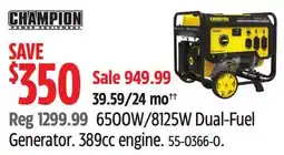 Canadian Tire 6500W/8125W Dual-Fuel Generator. 389cc engine offer