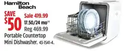Canadian Tire Hamilton Portable Countertop Mini Dishwasher offer
