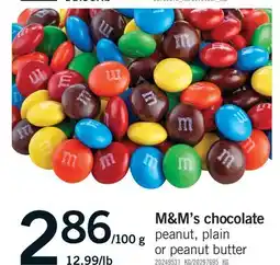 Fortinos M&M's chocolate peanut offer