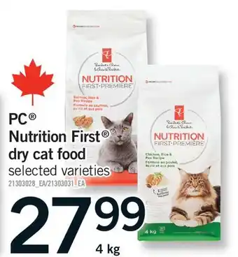 Fortinos PC NUTRITION FIRST DRY CAT FOOD offer