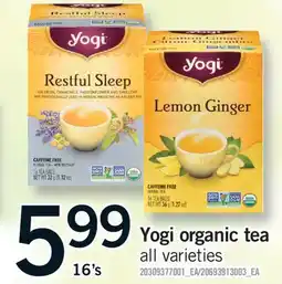 Fortinos YOGI ORGANIC TEA, 16'S offer