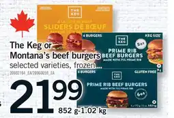 Fortinos THE KEG OR MONTANA'S BEEF BURGERS, 852 G-1.02 KG offer