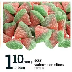 Fortinos SOUR WATERMELON SLICES,4.99/LB offer