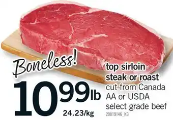 Fortinos TOP SIRLOIN STEAK OR ROAST offer