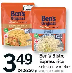 Fortinos BEN'S BISTRO EXPRESS RICE, 240/250 G offer