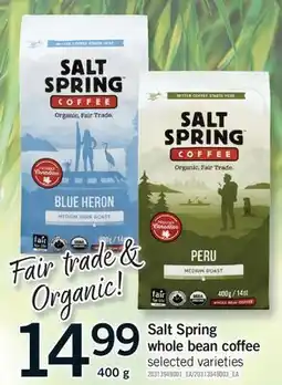 Fortinos SALT SPRING WHOLE BEAN COFFEE offer