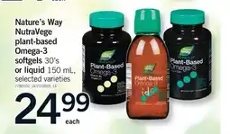 Fortinos NATURE'S WAY NUTRAVEGE PLANT-BASED OMEGA-3 SOFTGELS 30' S OR LIQUID offer