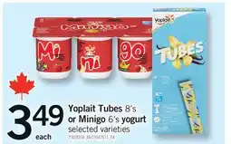 Fortinos YOPLAIT TUBES 8'S OR MINIGO 6'S YOGURT offer