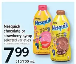 Fortinos NESQUICK CHOCOLATE OR STRAWBERRY SYRUP, 510/700 ML offer