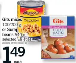 Fortinos GITS MIXES, 100/200 G OR SURAJ BEANS offer