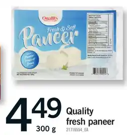 Fortinos QUALITY FRESH PANEER offer