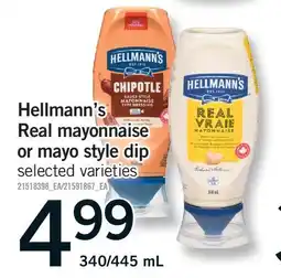 Fortinos HELLMANN'S REAL MAYONNAISE OR MAYO STYLE DIP, 340/445 ML offer
