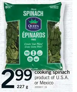 Fortinos COOKING SPINACH offer