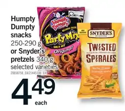 Fortinos HUMPTY DUMPTY SNACKS, 250-290 G OR SNYDER'S PRETZELS, 340 G offer