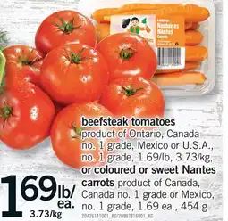 Fortinos BEEFSTEAK TOMATOES, OR COLOURED OR SWEET NANTES CARROTS offer