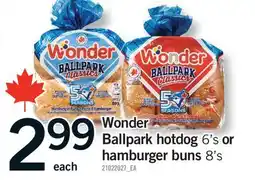 Fortinos WONDER BALLPARK HOTDOG, 6' S OR HAMBURGER BUNS, 8' S offer