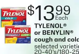 Fortinos TYLENOL OR BENYLIN COUGH AND COLD, 20-40'S offer