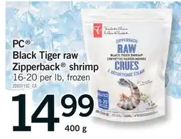 Fortinos PC BLACK TIGER RAW ZIPPERBACK ZIPPERBACK SHRIMP, 16-20 PER LB offer